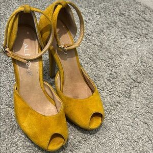 Aldo Mustard Yellow Peep Toe Heels
